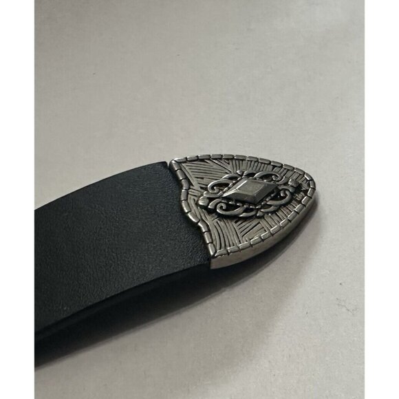 Women's Belt Western Style Black Faux Leather Silver Buckle 1X - Picture 4 of 6